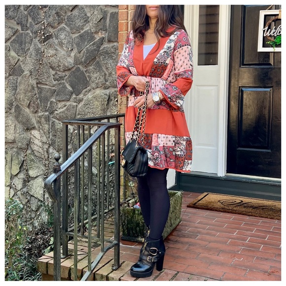 #48 Boho Chic Patchwork Contrast Dress - Picture 7 of 9